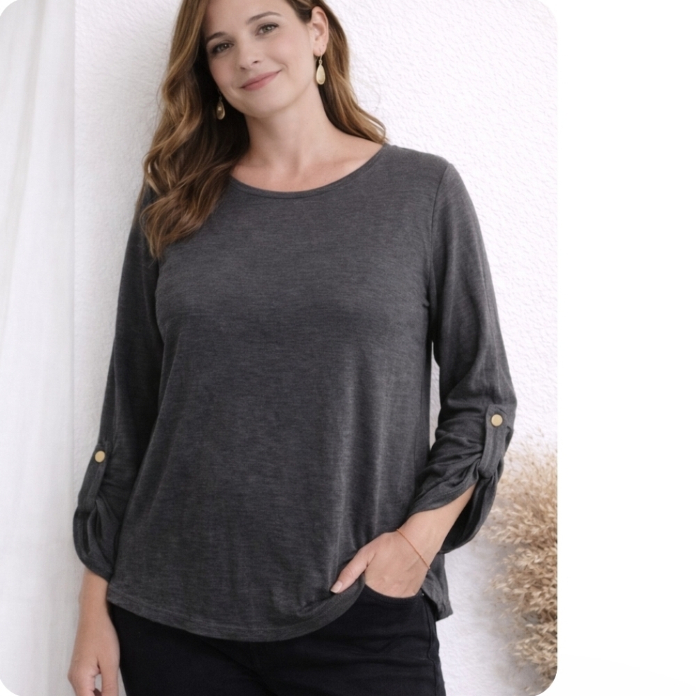 Chicos Black Long Sleeve Women's Top Size 2